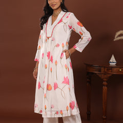 Lotus print chanderi Kurta - Jiraazi