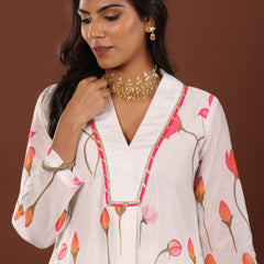 Lotus print chanderi Kurta - Jiraazi