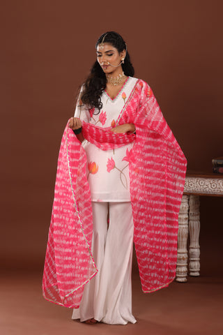 Pink organza Dupatta