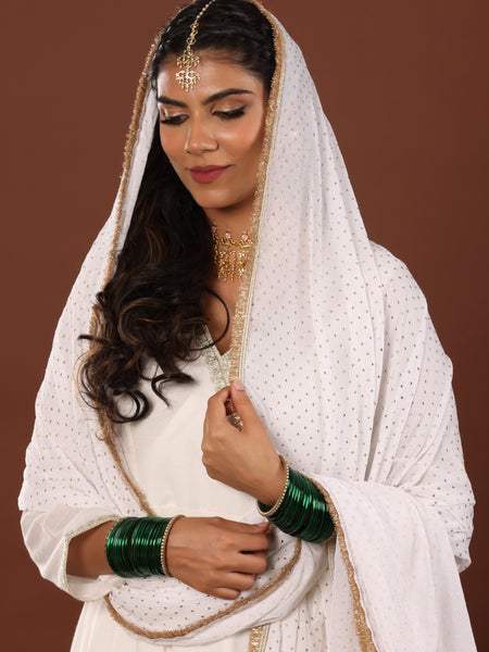 White mukaish work chiffon Dupatta - Jiraazi