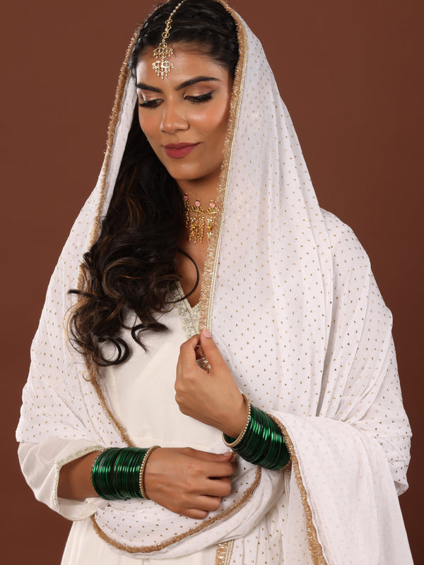 White mukaish work chiffon Dupatta - Jiraazi