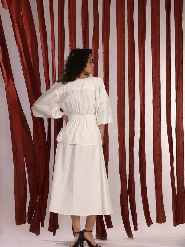 Ariel poplin off white dress - Jiraazi