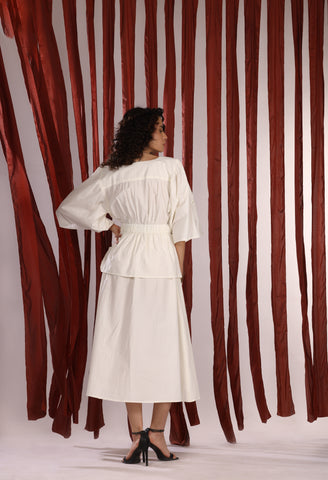 Ariel poplin off white dress