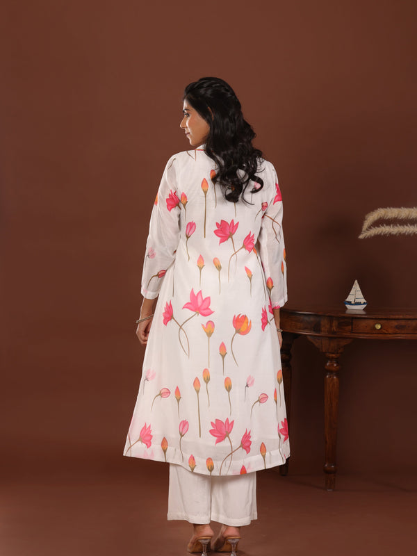 Lotus print chanderi Kurta - Jiraazi