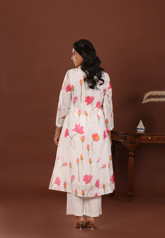 Lotus print chanderi Kurta