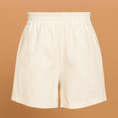 Off White Linen Shorts - Jiraazi