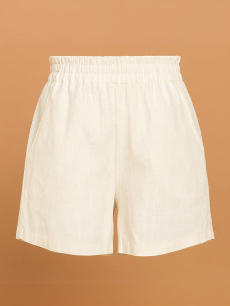 Off White Linen Shorts - Jiraazi