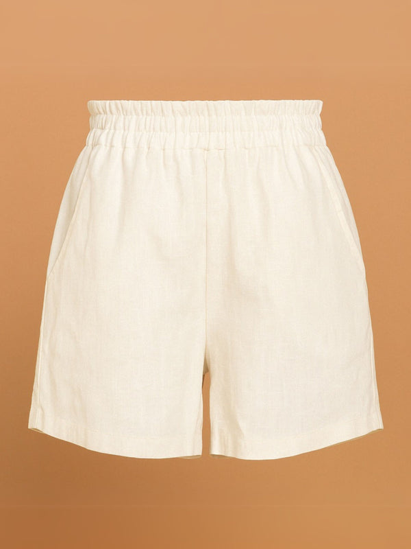 Off White Linen Shorts - Jiraazi