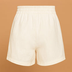 Off White Linen Shorts - Jiraazi
