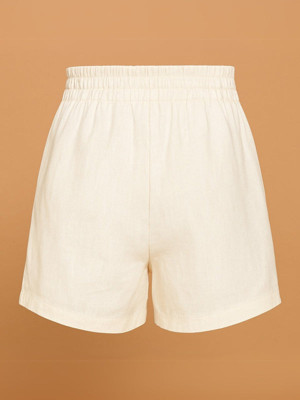 Off White Linen Shorts - Jiraazi