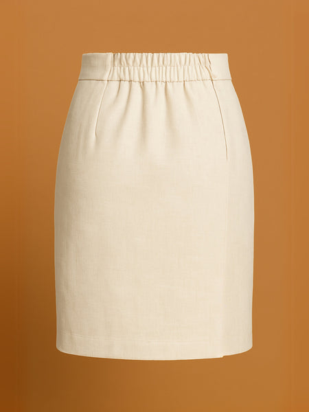 Off White Pencil Linen Skirt - Jiraazi