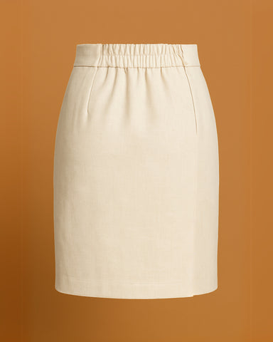 Off White Pencil Linen Skirt