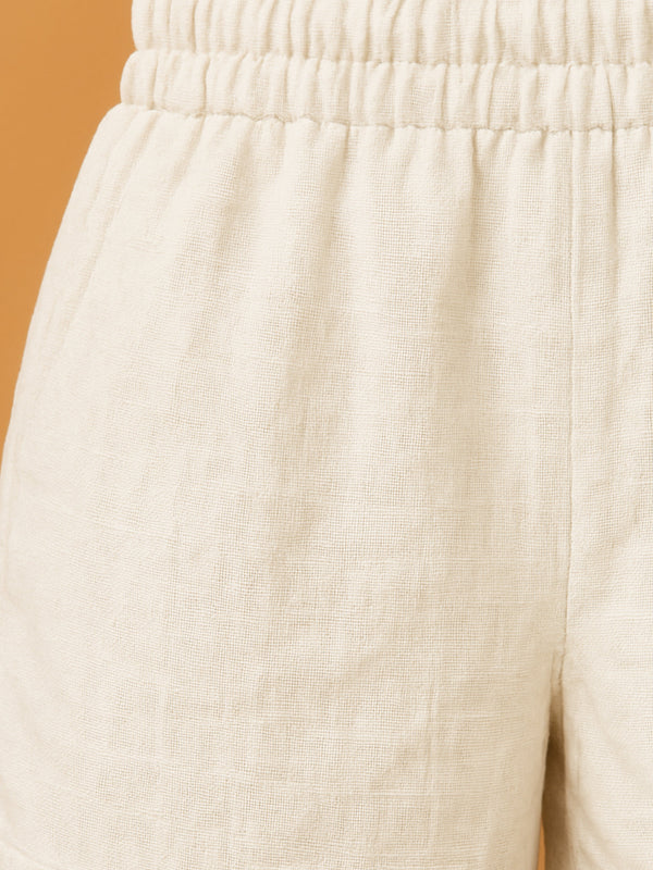 Off White Linen Shorts - Jiraazi