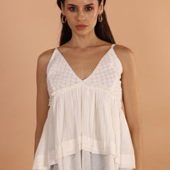 Dylan Off white Cotton schiffli Top - Jiraazi