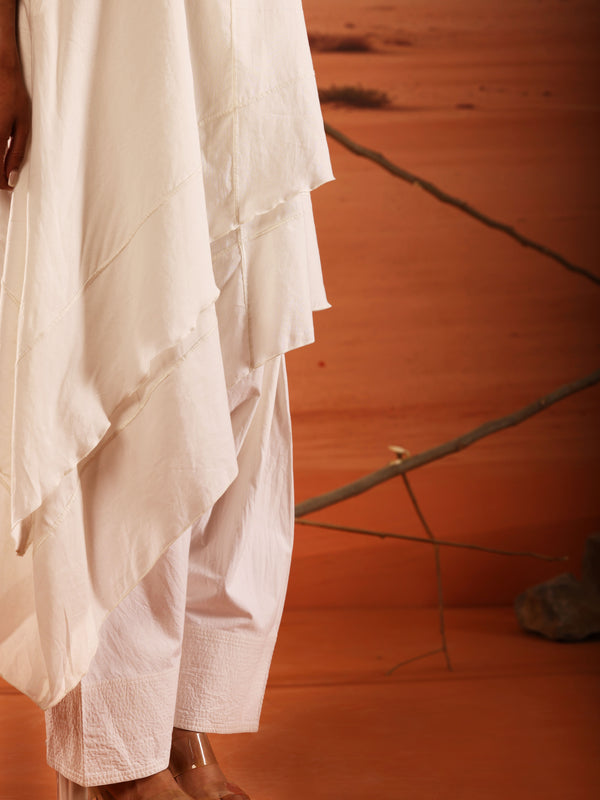 Asymmetrical Layered Kurta With Pockets