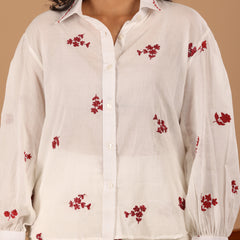 Floral white Cotton Mul Co ord - Jiraazi