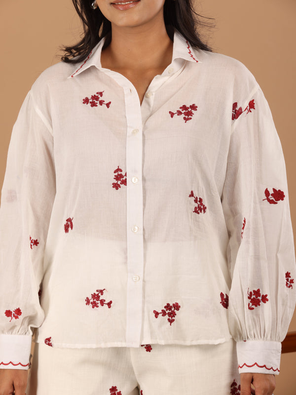 Floral white Cotton Mul Co ord - Jiraazi