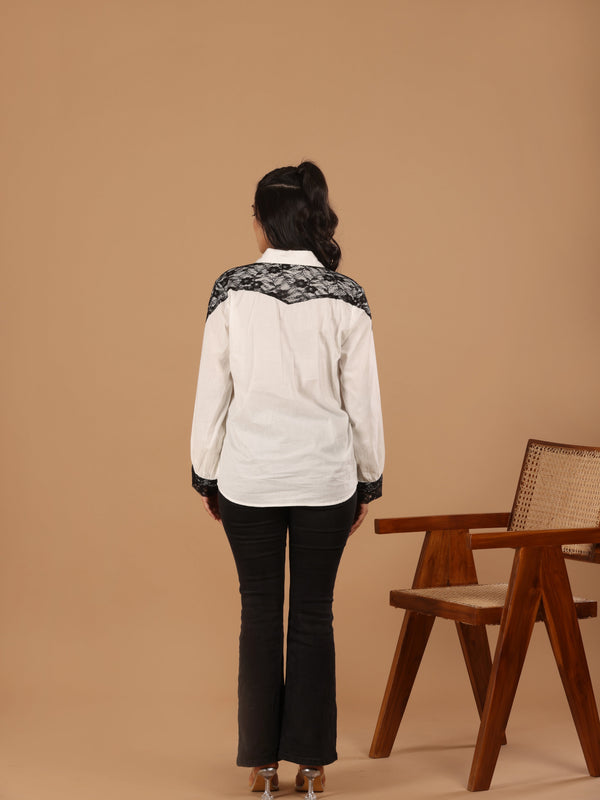 Lace Detail Cotton Shirt - Jiraazi